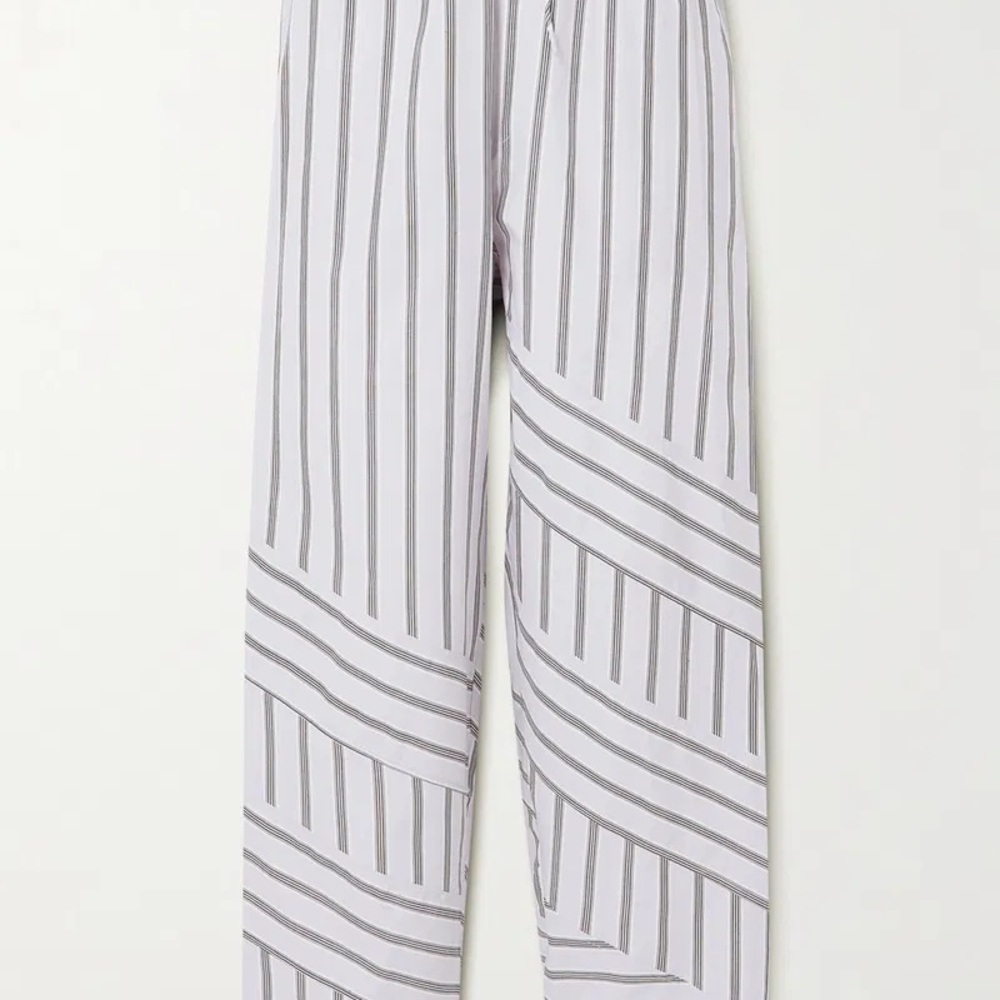 GANNI organic cotton Striped White and Gray Pants trousers